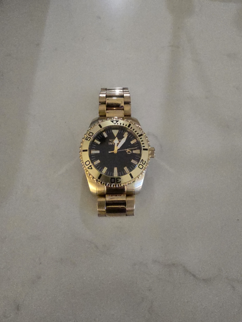 Invicta Men's Gold Tone Dive-Style Watch with Black Dial (Model No.0111)